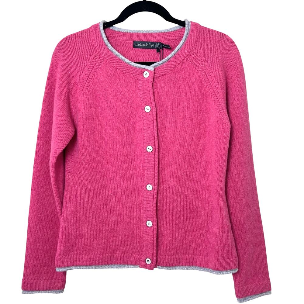 NWT Irelands Eye Killiney Button Front Sweater Cardigan Wool-Cashmere Pink Small